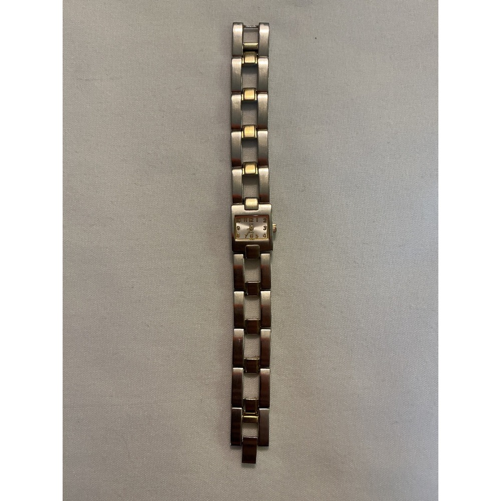 Essie Womens Two Tone Stainless Steel Quartz Watch Rectangular Face 5377